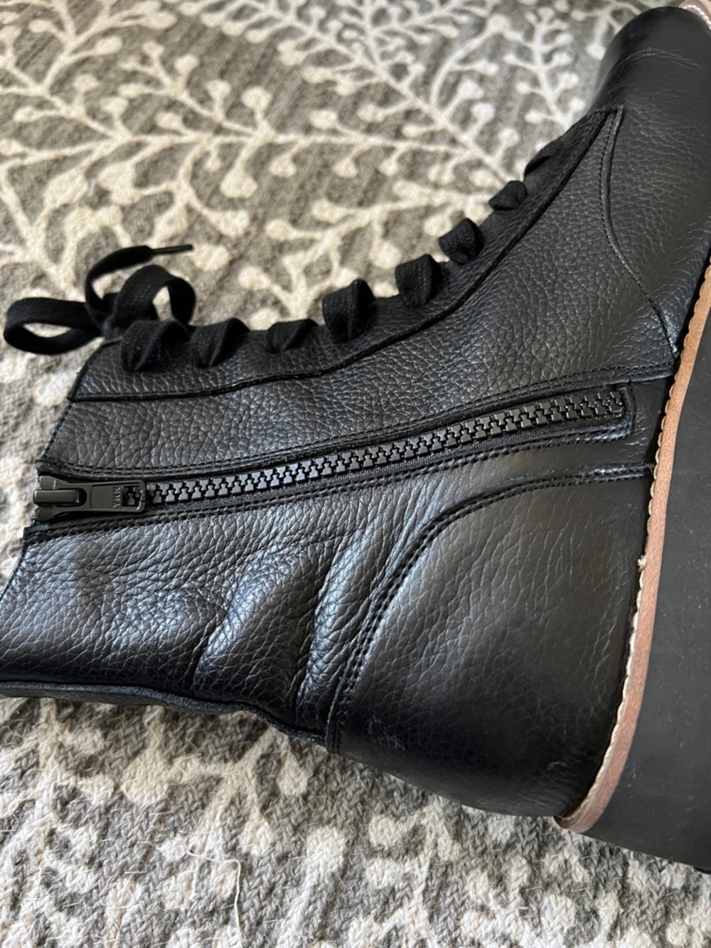 Vionic lani black pebbled leather lace up combat boots - Picture 8 of 12